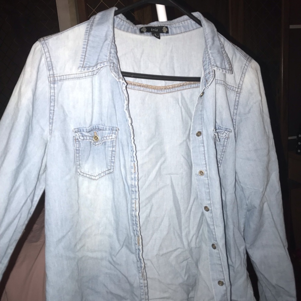 light blue button up